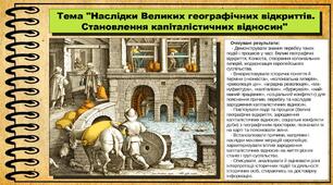 Наслідки Великих географічних відкриттів. Становлення капіталістичних відносин. 8 клас (НУШ). Всесвітня історія. За підручником авторів Пометун О. та інші.