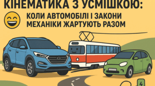 Кінематика з усмішкою: коли автомобілі і закони механіки жартують разом 😄