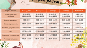 Графік роботи асистента вихователя