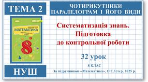 8 клас. Математика (НУШ, інтегрований курс). Урок №32. Систематизація знань і підготовка до тематичного оцінювання