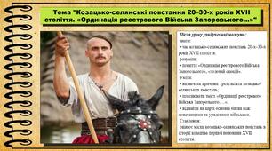 Козацько-селянські повстання 20–30-х років XVII століття. «Ординація реєстрового Війська Запорозького…». 8 клас (НУШ). Історія України. За підручником авторів Хлібовська Г. та інші.
