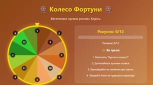 Інтерактивна гра: Колесо фортуни: Вегетативні органи рослин. Корінь.Біологія 7 клас НУШ