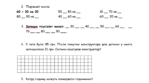Додавання і віднімання двоцифрових чисел. Годинник