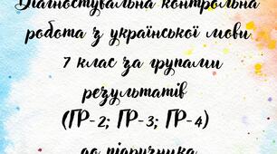 Діагностична контрольна робота 1 "Повторення вивченого у 6 класі.Орфографія" з української мови 7 клас за групами результатів (ГР-2; ГР-3; ГР-4) до підручника авторства В.В. Заболотний