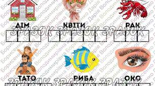 Вклейки в зошит '' Звукова схема ''
