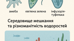 КПР з тем:  "Одноклітинні евкаріоти-цілісні організми" та  "Середовище мешкання та різноманітність водоростей"