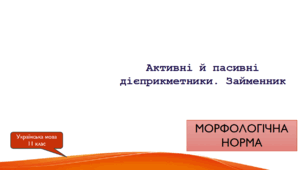 Активні й пасивні дієприкметники. Займенник