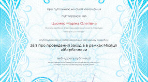 Соціальний педагог. Методична робота. Місяць кібербезпеки. 