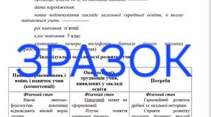 Індивідуальна програма розвитку ІПР 5 клас, 3 рівень підтримки