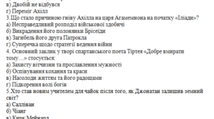 ГР 4. Діагностувальна робота. Вступ. Ідеали античності з нами. Літературний міст у сьогодення. Зарубіжна література 8 клас(О.Ніколенко)