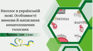 Наголос в українській мові. Особливості вимови й написання ненаголошених голосних