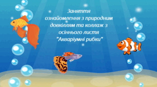 Заняття ознайомлення з природним довкіллям та коллаж з осіннього листя "Акваріумні рибки"