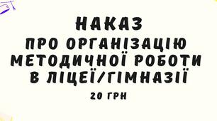 Наказ Про організацію методичної  роботи в ліцеї гімназії