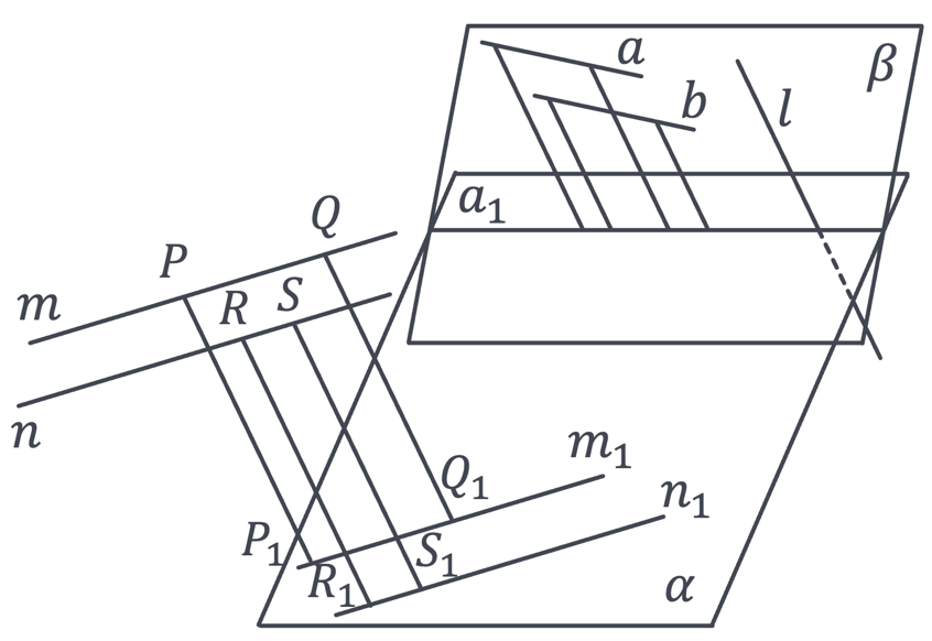 A diagram of a rectangle with lines and letters Description automatically generated