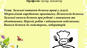 Контрольна робота №2 з охорони праці. Професія: кухар, кондитер.