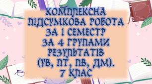 Комплексна підсумкова робота для 7 класу за 4 групами результатів (УВ, ПТ, ПВ, ДМ) за І семестр, з відповідями