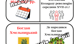 Доміно "Козацька революція середини XVII ст." / розділ 3 / 8 клас НУШ / історія України