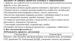 Опитувальник "Принципи функціонування клітини"