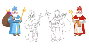 День Святого МИКОЛАЯ. Розмальовка (варіант 2)