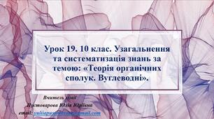 Узагальнення та систематизація знань за темою: «Теорія органічних сполук. Вуглеводні».