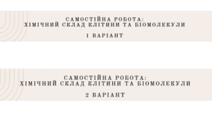 Самостійна робота до теми "Хімічний склад клітини та біомолекули"