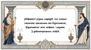Міфології різних народів; їхні спільні сюжетні елементи та відмінності.