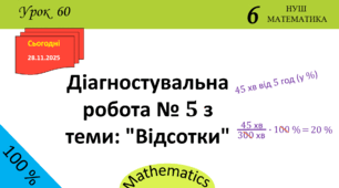 Презентація з теми: "Діагностувальна робота № 5 з теми: "Відсотки""
