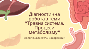 Діагностична робота з теми «Травна система. Процеси метаболізму» 8 клас Задорожний