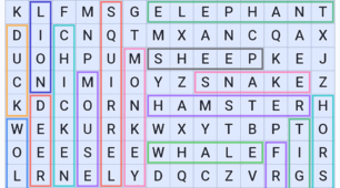 English lesson: Animals (Boggle) Search Words