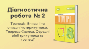 Діагностична робота № 2. Трапеція. Вписані та описані чотирикутники. Теорема Фалеса. Середні лінії трикутника та трапеції