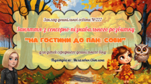 Асинхронне заняття  з сенсорно-пізнавального  розвитку для дітей середнього дошкільного віку на тему: "На гостини до пані Сови "