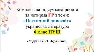 КПР за чотирма ГР з теми: «Поетичний дивосвіт» (підручник О. Авраменка), 6 клас НУШ