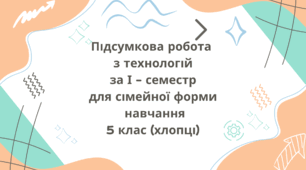 Підсумкова робота  з технологій за І - семестр для сімейної форми  навчання  за групами результатів 5 клас (хлопці)