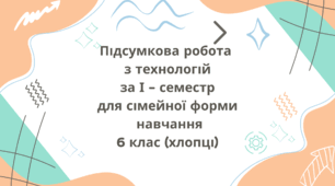 Підсумкова робота з технологій за І - семестр для сімейної форми навчання  за групами результатів 6 клас (хлопці)