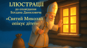 Ілюстрацій до оповідання Богдана Даниловича «Святий Миколай опікує дітей».