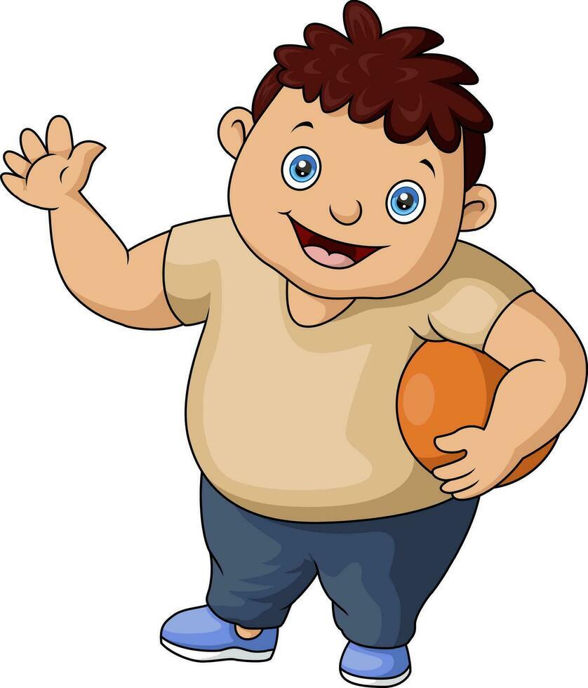 Cute fat boy cartoon playing ball 31699436 Vector Art at Vecteezy