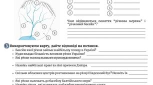 Робочий аркуш "До яких басейнів відносяться річки України. ПРАКТИЧНА РОБОТА.  Позначення на контурній карті назв найбільших річок України"
