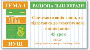 8 клас. Алгебра (НУШ). Урок№45. Систематизація знань та підготовка до тематичного оцінювання