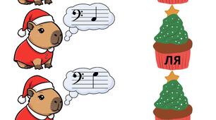 🎄🎹 Різдвяні капібари: «З’єднай нотку з її назвою» (по октавах) ❄️✨