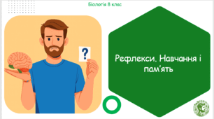 Презентація, конспект уроку та робочі аркуші на тему "Рефлекси. Навчання і пам’ять". 8 клас НУШ