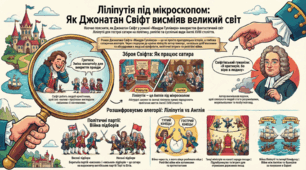 Інфографіка до уроків за романом Джонатана Свіфта «Мандри Гуллівера»