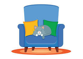 The cat sleeping on an armchair vector flat design. Little kitty taking a nap on the sofa 36184665 Vector Art at Vecteezy