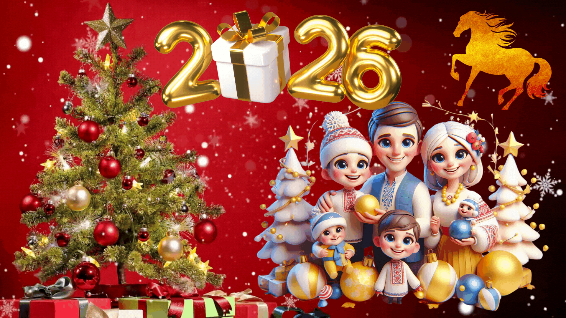 Відеоролик "З Новим роком! 2026" (заставка для початку новорічного свята)