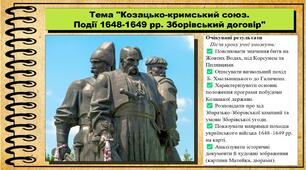 Козацько-кримський союз. Події 1648-1649 рр. Зборівський договір. 8 клас (НУШ). Історія України. За підручником авторів Щупак І. та інші.