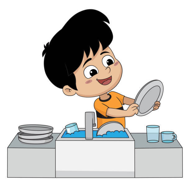 260+ Kids Washing Dishes Stock Illustrations, Royalty-Free Vector Graphics & Clip Art - iStock