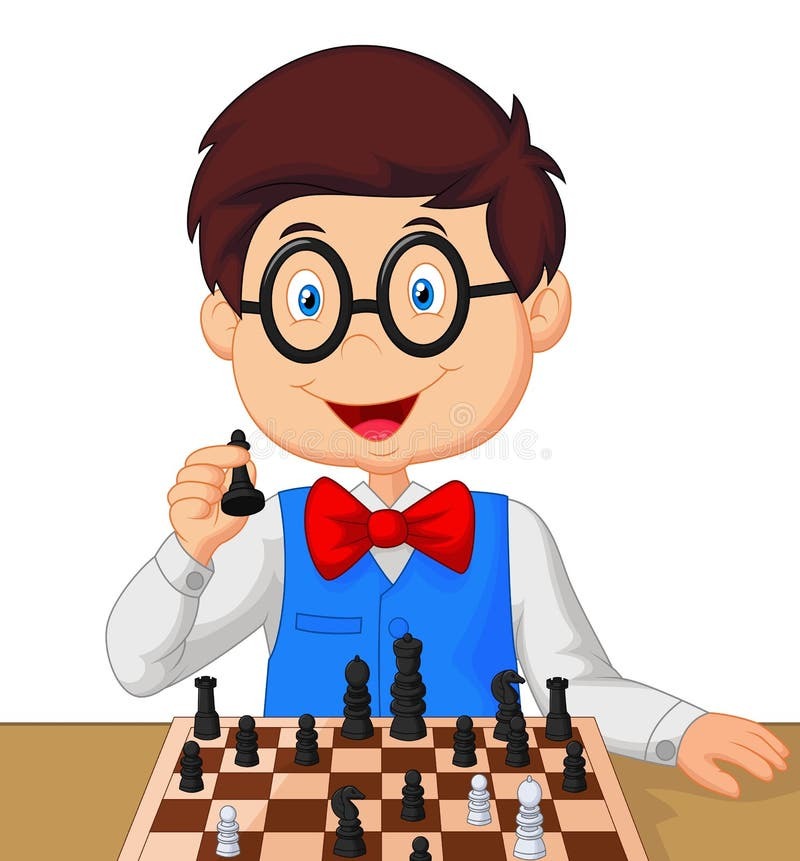 Little Boy Cartoon Playing Chess Stock Vector - Illustration of chess, competitive: 45746984