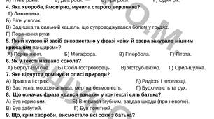 Комплексна підсумкова робота за І семестр з української літератури для 8 класу.