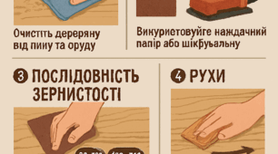 Шліфування деревини: Як зробити дерево гладеньким.