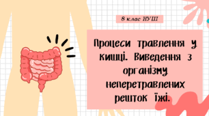 Процеси травлення у кишці. Виведення з організму неперетравлених решток їжі.