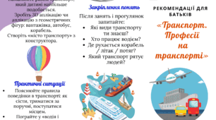 Буклет-рекомендації батькам "Транспорт. Професії на транспорті"